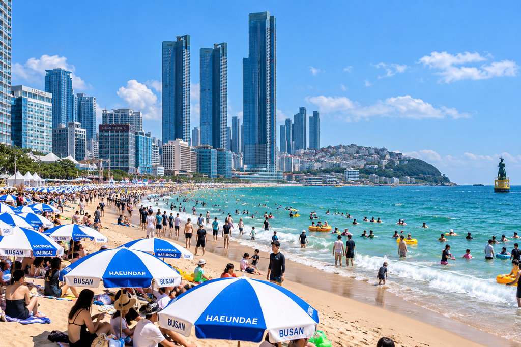 Haeundae Beach in Busan during summer in South Korea