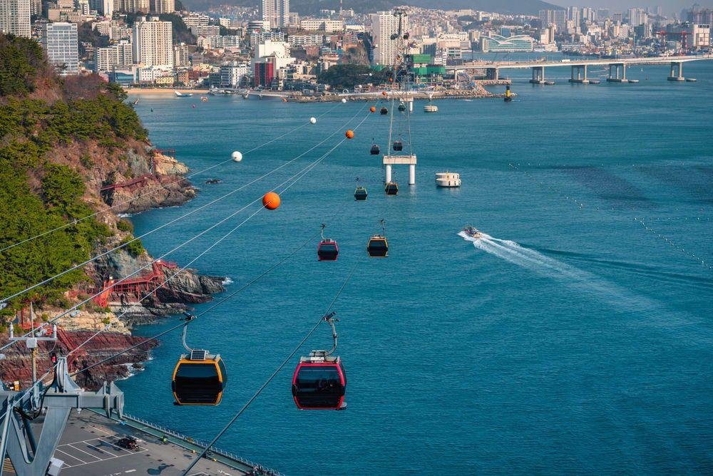 Songdo Marine Cable Car over the sea in Busan
